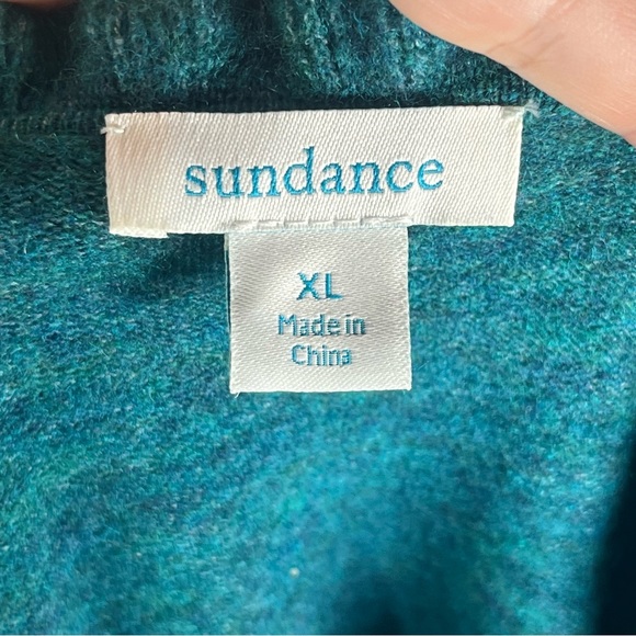Sundance Catalog Women’s Edwina Henley Sweater Pacific Teal Green Ruffle Size XL - Picture 3 of 9